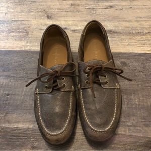 Cole Haan Men's 3-Eye dark gray Leather Boat Shoes, Size 13, C12250